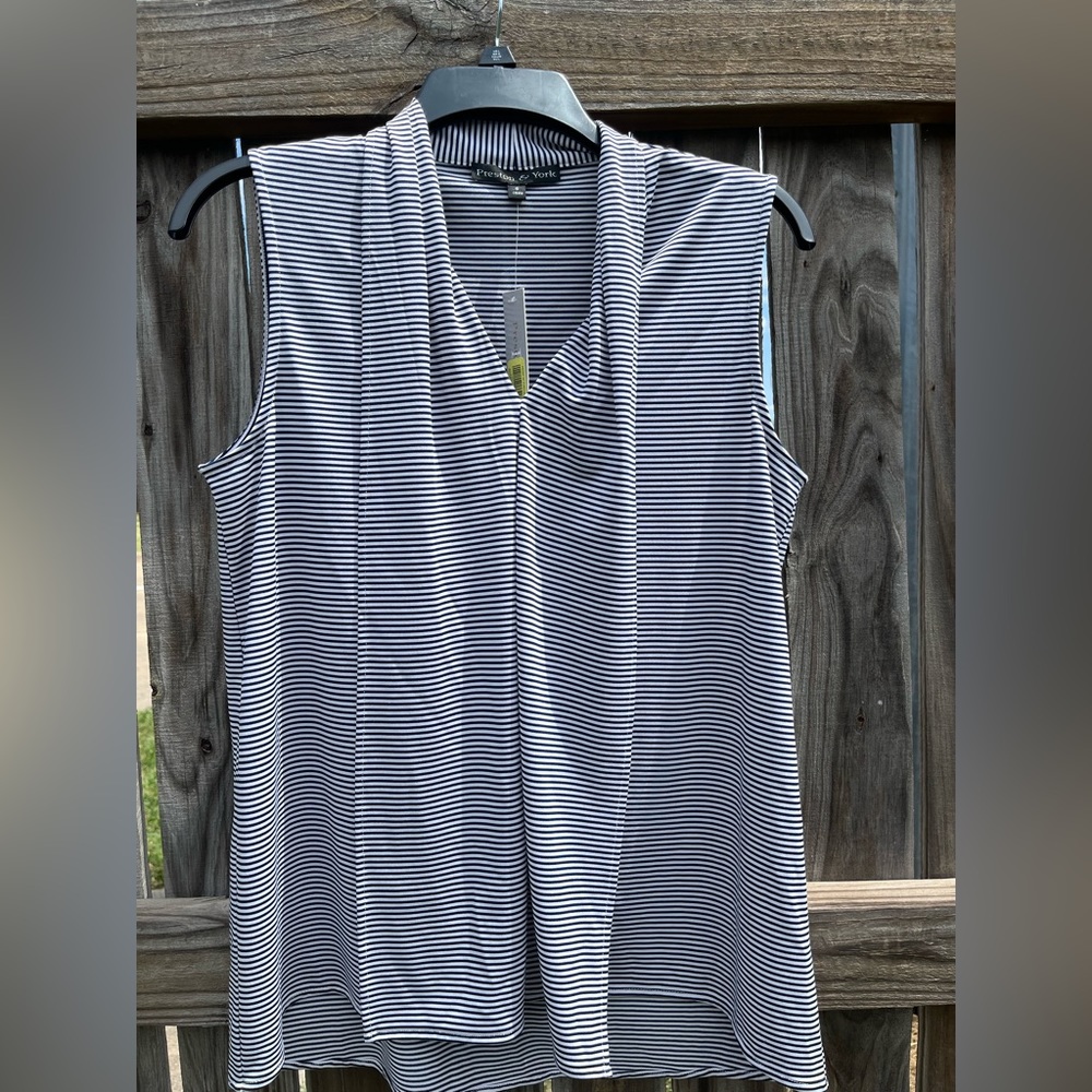 NWT Navy/White Striped Sleeveless Blouse
